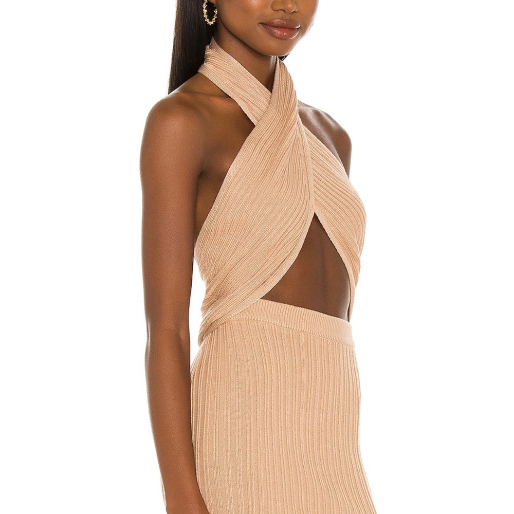 NWT Camila Coelho Tan Ribbed Halter Top & Skirt Set XSmall Tan - Picture 4 of 5